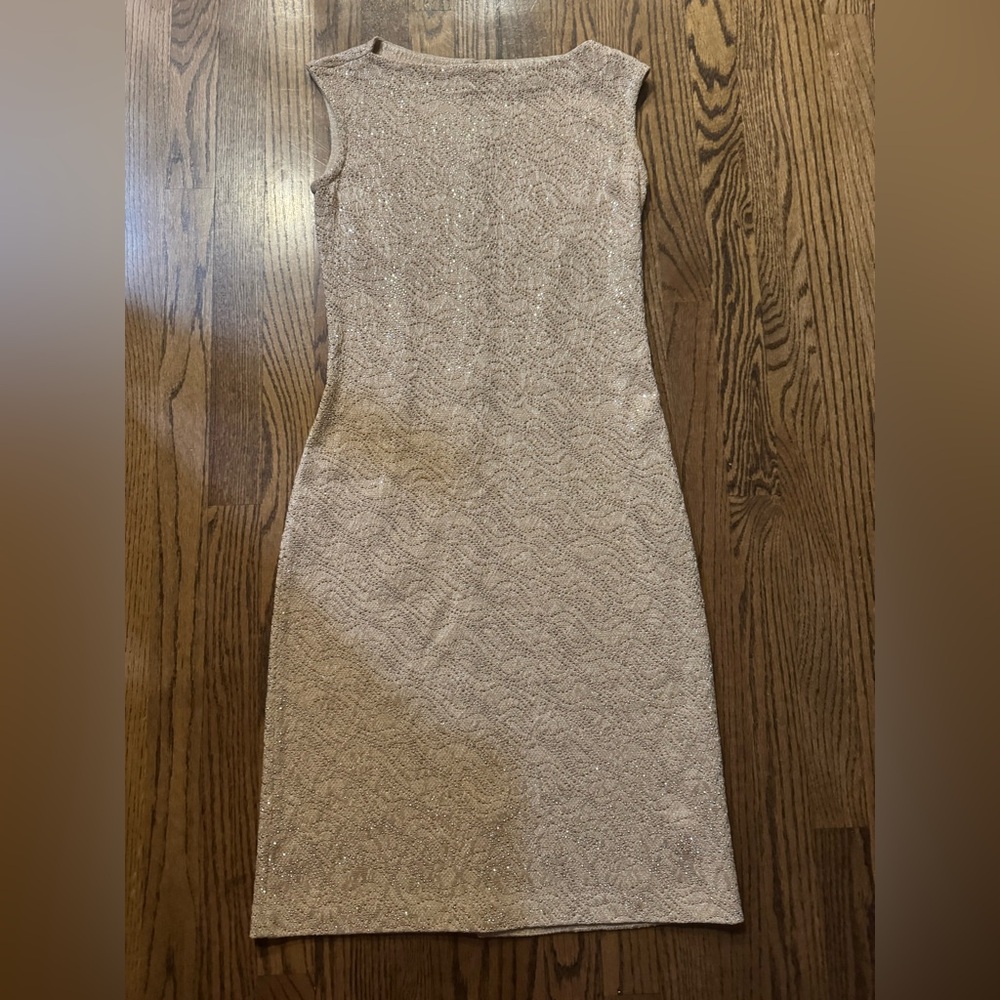 St. John Gold Shimmer Embellished Evening Dress, size 4